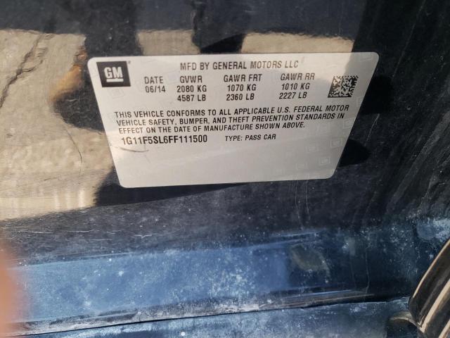 1G11F5SL6FF111500 - 2015 CHEVROLET MALIBU LTZ შავი ფოტო 12