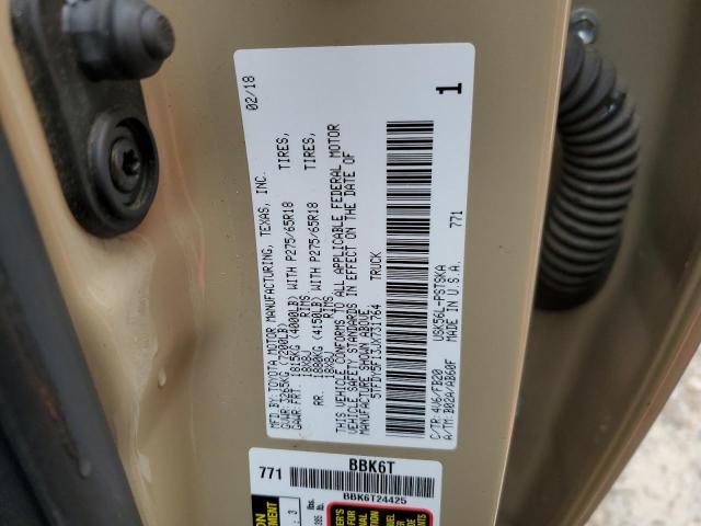 5TFDY5F13JX731764 - 2018 TOYOTA TUNDRA CREWMAX SR5 TAN photo 12