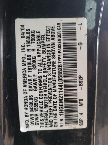 1HGEM21144L058826 - 2004 HONDA CIVIC DX VP Qara foto 12