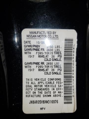 JN8AR05Y8XW316976 - 1999 NISSAN PATHFINDER LE BLACK photo 13