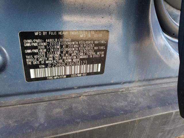 JF2SH6BCXAH784123 - 2010 SUBARU FORESTER XS Mavi foto 12