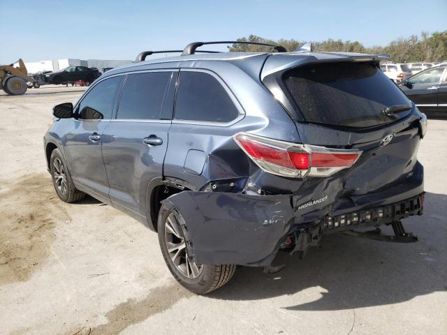 5TDKKRFH8GS129485 - 2016 TOYOTA HIGHLANDER XLE BLUE photo 2