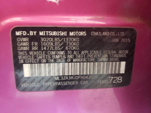 ML32A3HJ0FH042010 - 2015 MITSUBISHI MIRAGE DE PINK photo 12