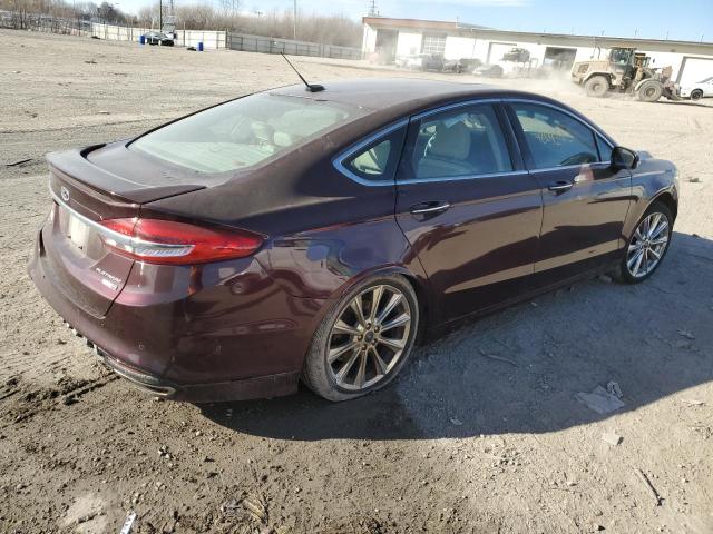 3FA6P0D95HR120652 - 2017 FORD FUSION TITANIUM BURGUNDY photo 3