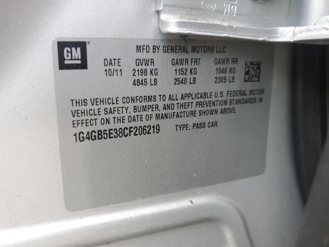 1G4GB5E38CF206219 - 2012 BUICK LACROSSE CONVENIENCE Gümüş foto 13