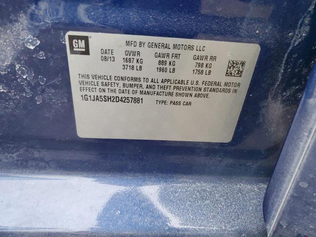 1G1JA5SH2D4257881 - 2013 CHEVROLET SONIC LS BLUE photo 12