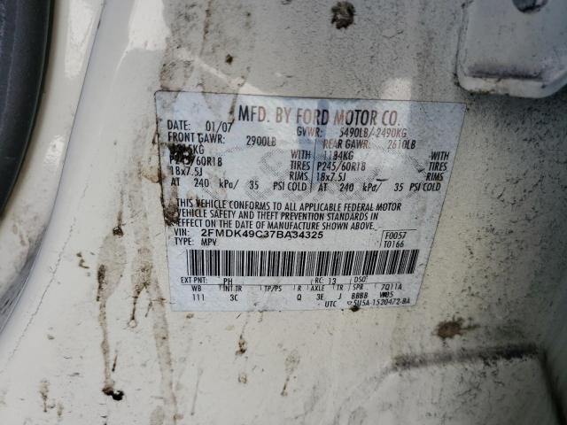 2FMDK49C37BA34325 - 2007 FORD EDGE SEL PLUS CREAM photo 14