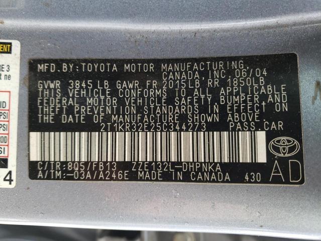 2T1KR32E25C344273 - 2005 TOYOTA COROLLA MA XR BLUE photo 13