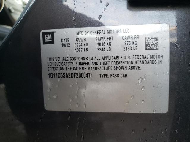 1G11C5SA2DF200047 - 2013 CHEVROLET MALIBU 1LT GRAY photo 12