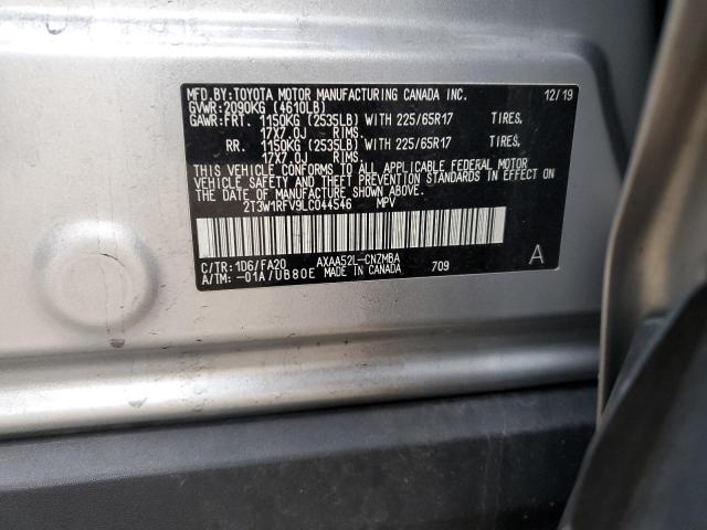 2T3W1RFV9LC044546 - 2020 TOYOTA RAV4 XLE SILVER photo 12