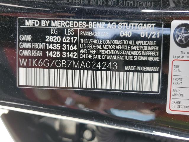 W1K6G7GB7MA024243 - 2021 MERCEDES-BENZ S 580 4MATIC BLACK photo 12