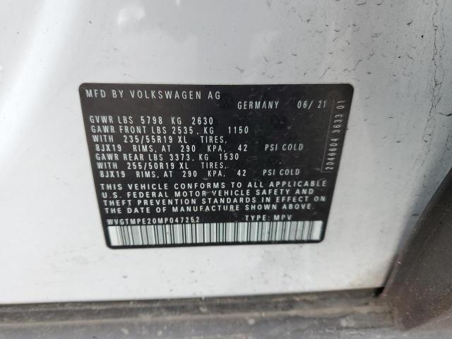 WVGTMPE20MP047252 - 2021 VOLKSWAGEN ID.4 PRO S თეთრი ფოტო 13