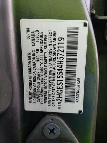 2HGES15544H572119 - 2004 HONDA CIVIC LX GRAY photo 12