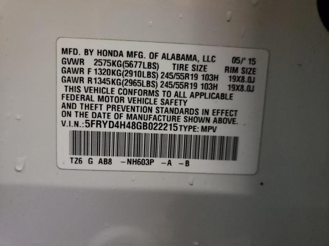 5FRYD4H48GB022215 - 2016 ACURA MDX TECHNOLOGY WHITE photo 13