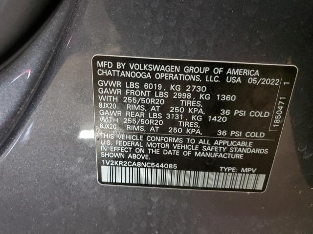 1V2KR2CA8NC544085 - 2022 VOLKSWAGEN ATLAS SE GRAY photo 14