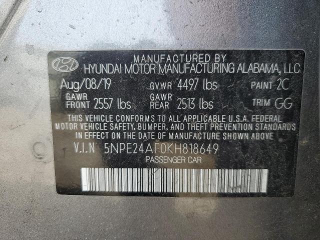 5NPE24AF0KH818649 - 2019 HYUNDAI SONATA SE GRAY photo 12