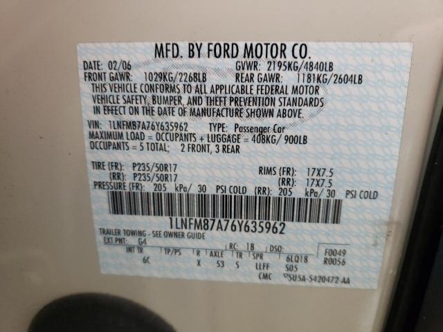 1LNFM87A76Y635962 - 2006 LINCOLN LS 白色 照片 10