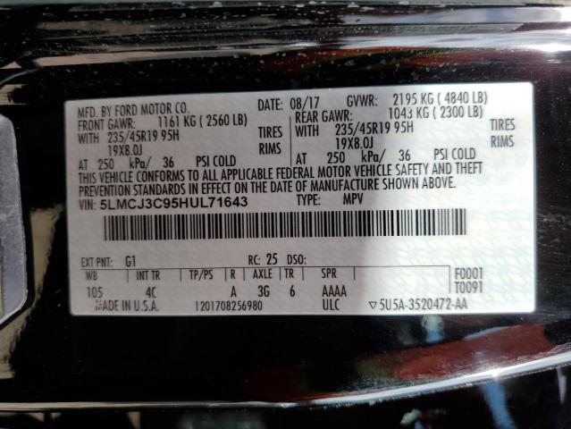 5LMCJ3C95HUL71643 - 2017 LINCOLN MKC RESERVE 黑色 照片 13