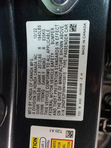2HGFE2F56NH608815 - 2022 HONDA CIVIC SPORT 灰色 照片 13