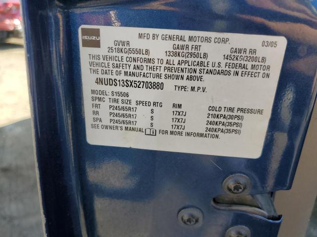 4NUDS13SX52703880 - 2005 ISUZU ASCENDER S 蓝色 照片 13