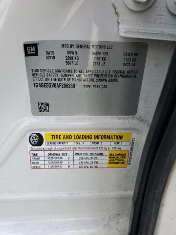 1G4GE5GV8AF206238 - 2010 BUICK LACROSSE CXS WHITE photo 12