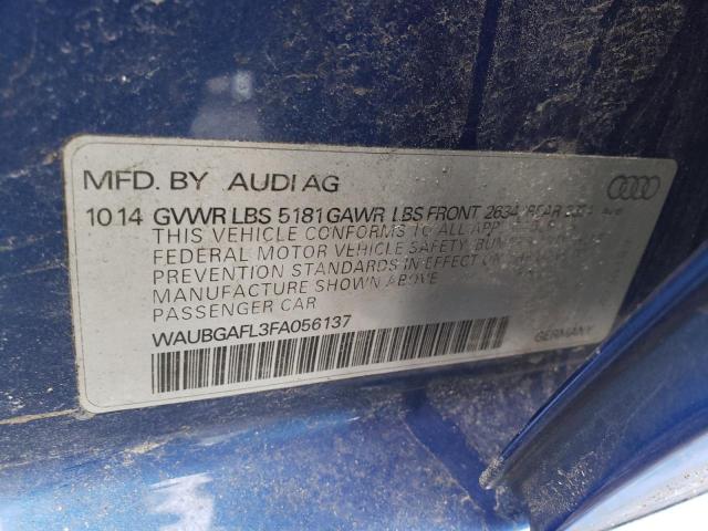 WAUBGAFL3FA056137 - 2015 AUDI S4 PREMIUM PLUS BLUE photo 12