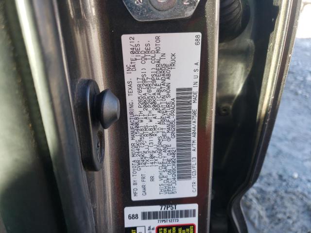 5TFJU4GN9CX024021 - 2012 TOYOTA TACOMA DOUBLE CAB PRERUNNER GRAY photo 13