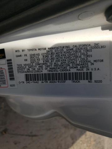 5TEUX42N55Z120624 - 2005 TOYOTA TACOMA ACCESS CAB თეთრი ფოტო 12