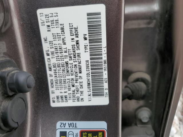 5J6RM3H70DL036638 - 2013 HONDA CR-V EXL GRAY photo 13