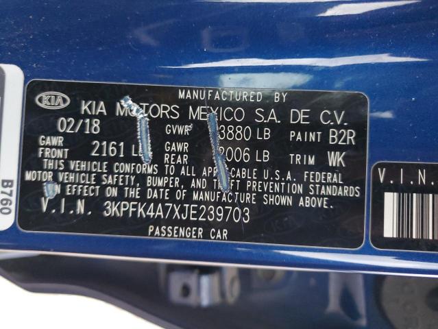 3KPFK4A7XJE239703 - 2018 KIA FORTE LX BLUE photo 12