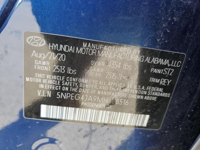 5NPEG4JA9MH068516 - 2021 HYUNDAI SONATA SE BLUE photo 12