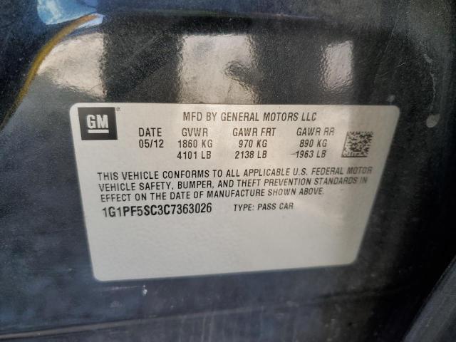 1G1PF5SC3C7363026 - 2012 CHEVROLET CRUZE LT Mavi foto 12