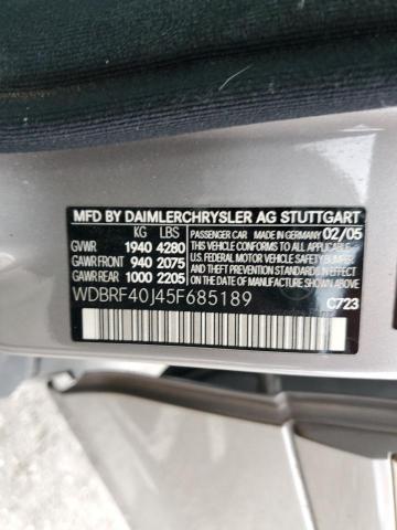 WDBRF40J45F685189 - 2005 MERCEDES-BENZ C 230K SPORT SEDAN SILVER photo 12