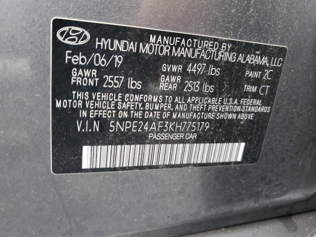 5NPE24AF3KH775179 - 2019 HYUNDAI SONATA SE SILVER photo 12