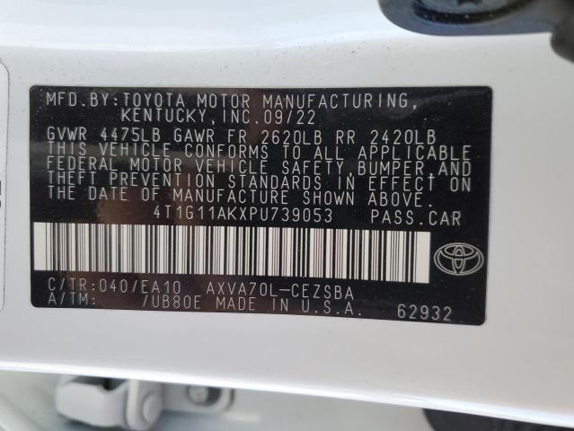 4T1G11AKXPU739053 - 2023 TOYOTA CAMRY SE NIGHT SHADE WHITE photo 12