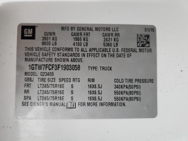 1GTW7FCF3F1903058 - 2015 GMC SAVANA G2500 WHITE photo 13