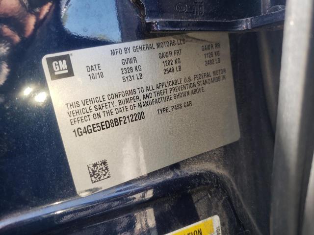 1G4GE5ED8BF212200 - 2011 BUICK LACROSSE CXS 蓝色 照片 10