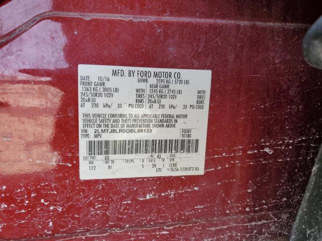 2LMTJ8LR0GBL88133 - 2016 LINCOLN MKX RESERVE RED photo 12