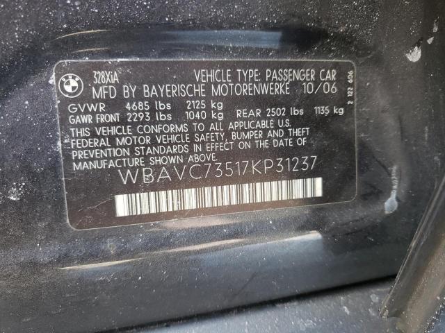 WBAVC73517KP31237 - 2007 BMW 328 XI SULEV GRAY photo 12