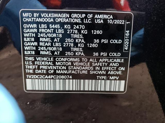 1V2DC2CA4PC208074 - 2023 VOLKSWAGEN ATLAS CROS SE BLACK photo 13