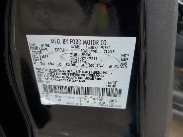 1FMYU02Z86KD36460 - 2006 FORD ESCAPE XLS BLACK photo 13