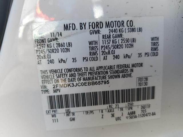 2FMDK3JC0EBB65795 - 2014 FORD EDGE SEL WHITE photo 13