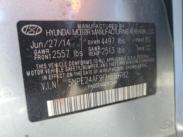 5NPE24AF9FH030782 - 2015 HYUNDAI SONATA SE SILVER photo 12