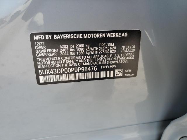 5UX43DP00P9P98476 - 2023 BMW X3 SDRIVE30I GRAY photo 12