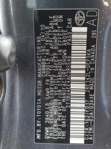 2T1BU4EE4AC385546 - 2010 TOYOTA COROLLA BASE GRAY photo 13
