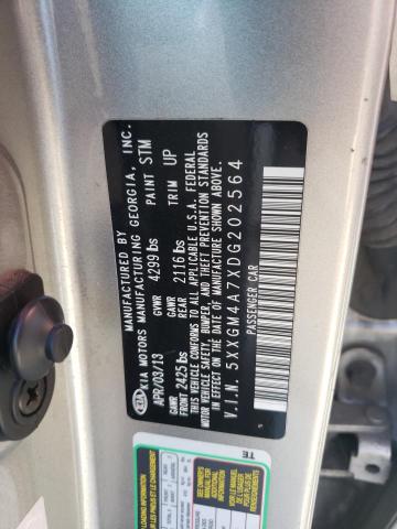 5XXGM4A7XDG202564 - 2013 KIA OPTIMA LX SILVER photo 12