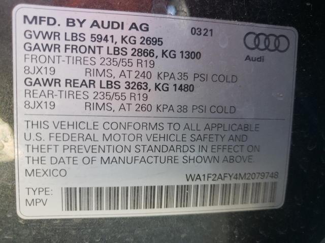 WA1F2AFY4M2079748 - 2021 AUDI Q5 PRESTIGE CHARCOAL photo 14