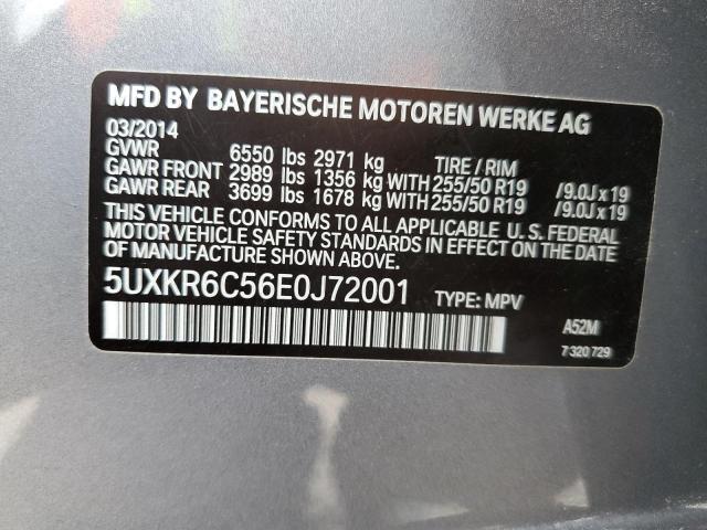 5UXKR6C56E0J72001 - 2014 BMW X5 XDRIVE50I GRAY photo 13