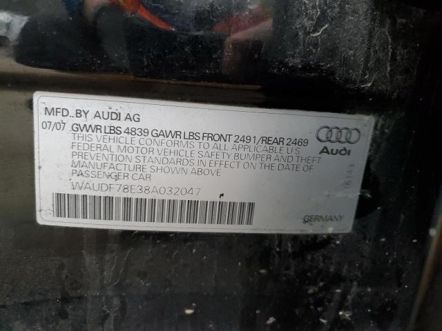 WAUDF78E38A032047 - 2008 AUDI A4 2.0T QUATTRO BLACK photo 13