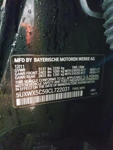 5UXWX5C59CL722031 - 2012 BMW X3 XDRIVE28I BLACK photo 12